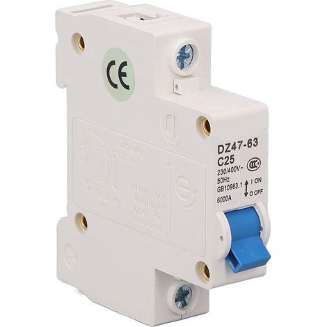 Mini-1P-Leitungsschutzschalter, DIN-Schienenmontage, 6000 A Abschaltvermögen, 230 V/400 V, 25 A (1/5)