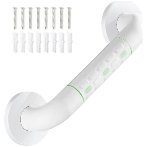 Barre d'appui de salle de bain blanche antidérapante 30 cm,Main courante simple sans barrière blanche (1/5)