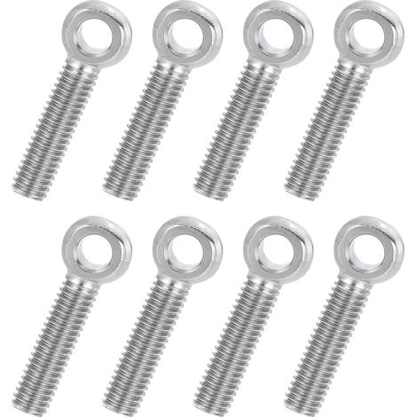 8 Pcs Boulon à Œil M6x30mm Boulon à Œillet de Levage pour Balancement d'Épaule, Vis Filetage Complet en Acier Inoxydable 304, Filetage Métrique Trou Coulissant, Couleur Argentée (1/5)