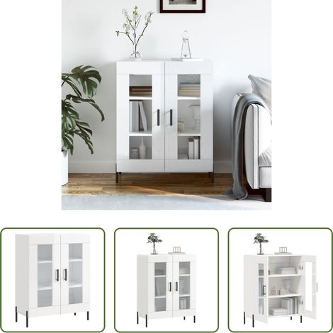 vidaXL Stauraum - Sideboard Hochglanz-Weiß 69,5x34x90 cm Holzwerkstoff (1/5)