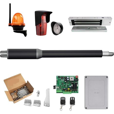 Kit d'ouvre-portes automatiques Ouvre-porte automatique à balançoire simple - 10 pieds de long 450 lbs Ouvre-porte à verrouillage électrique avec contrôle Wifi solaire pour accessoires de portail coul (1/5)