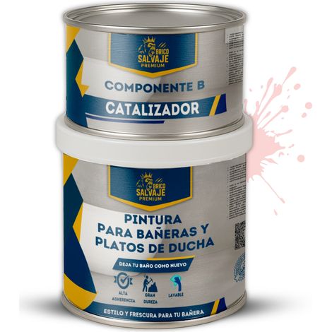 Pintura para Platos de Ducha y Bañeras, Satinado, Cuarzo Rosa, Dos componentes, 600+150 ML