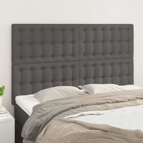 vidaXL Cabecero de cama gris 144x5x118/128 cm piel sintética (1/5)
