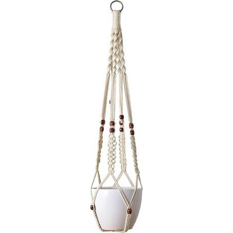 SABIR Suspension Plante Macramé Pot Suspendu Plante Porte Décoration du Jardin avec 4 Jambes en Corde de Coton 89 cm.. (1/4)
