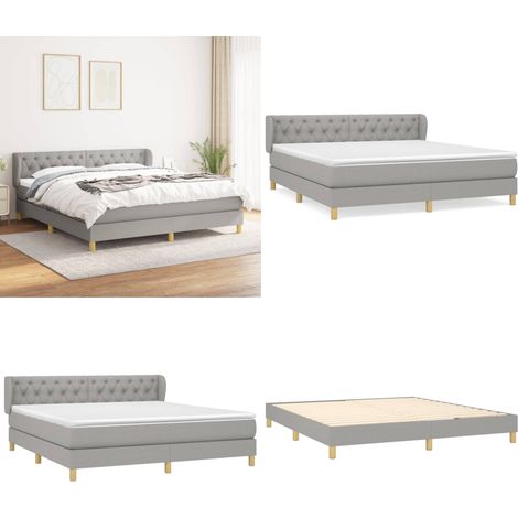 Boxspringbett mit Matratze Hellgrau 160x200 cm Stoff - Boxspringbett - Doppelbett - Bettenrahmen - Lattenrost - Matratze - Home & Living