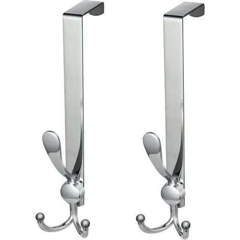 Porte Manteau pour Porte, 2 Pcs Patère de Porte sans Percage en Acier Inoxydable, Crochet de Porte pour Chambre Salle de Bains Cuisine (Largeur 4.5 cm, Argent) (1/5)
