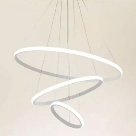 TrAdE Shop Traesio - Lampadario Sospeso Led 100w 3 Cerchi Pendente Anelli Bianco Luce 4000k Moderno 50262 - (1/5)