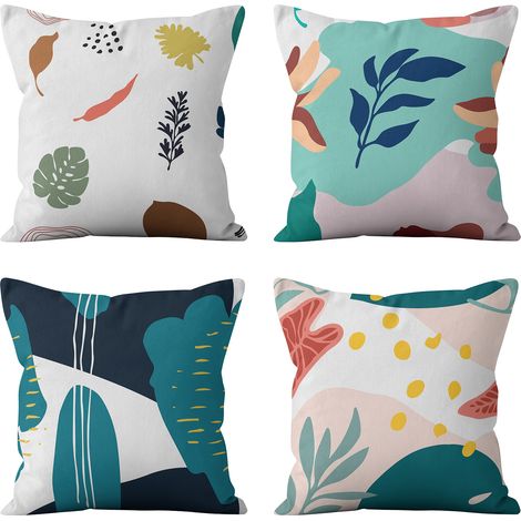 Lot de 4 Housse de Coussin, Housse Coussin 45x45cm Housses de Coussin Taie d'oreiller Décoratif Canapé pour Chambre, Canapé, Chaise, Lit,Jardin (1/5)
