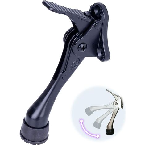 One Touch Kickdown-Türstopper, Türhalterung, robuster Türstopper, Türboden, höhenverstellbare Gummispitzen (schwarz, 10,2 cm x 1 Packung)