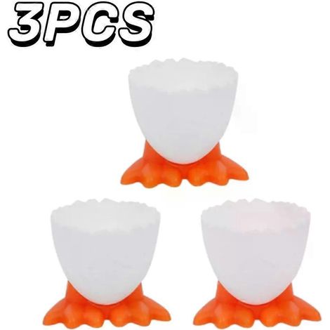 Lot de 3 coquetiers en silicone mignons pour œufs durs et mollets - Ouvre-coques créatif - Séparateur - Outil de cuisine (1/5)