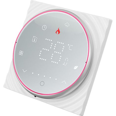 Intelligenter Thermostat mit 1 Woche Programmierbarkeit, LED-Anzeige, rechteckigem Einbausockel, digitaler Thermostat, AC 95–240 V, für Heizkessel, Weiß (1/5)