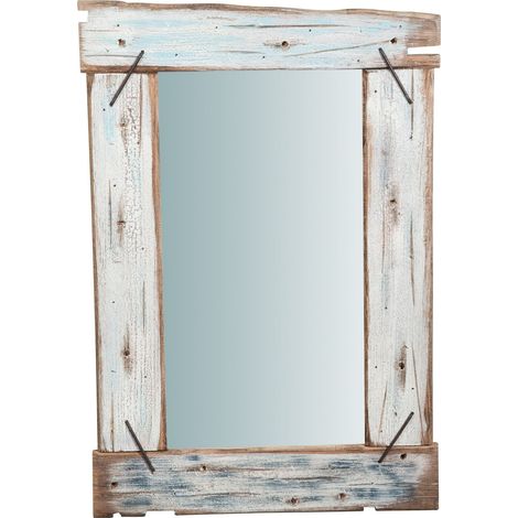 Miroir Vintage 63 x 93 x 2 cm Miroir Mural en Bois Massif Miroir Salle de Bain et Miroir Chambre à Coucher Miroir Vintage Mural (1/5)