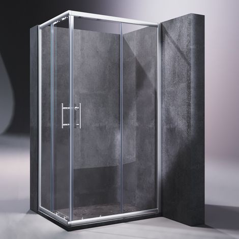 SONNI Duschkabine Eckeinstieg Doppel Schiebetür Eckdusche ESG Sicherheitsglas Schnell Freigabefunktion 100x100x185cm