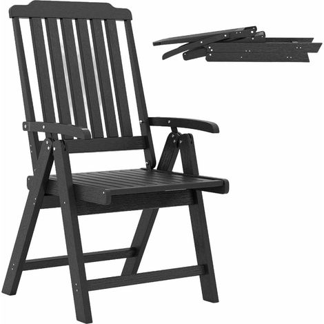 GOPLUS Chaise Jardin Exterieur Pliante, Fauteuil d'Extérieur en HDPE avec Siège à Lattes, Résistant aux Intempéries, Charge 150 kg,pour Salle à Manger,Balcon,55 x 63 x 101 cm (Noir) (1/5)