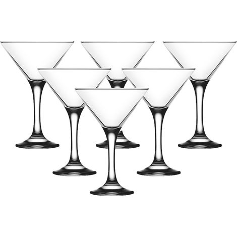 Set 6 bicchieri con piede a calice liquori COCKTAIL martini aperitivo 175cc in vetro eleganti per bar pub hotel H 15 CM (1/4)