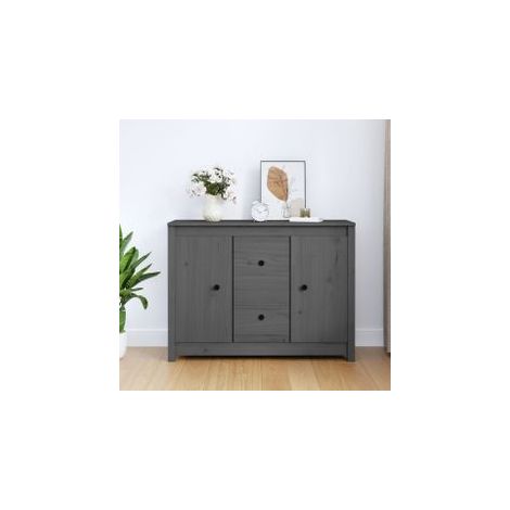 Buffet Gris 100x35x74 Bois massif de pin (1/5)
