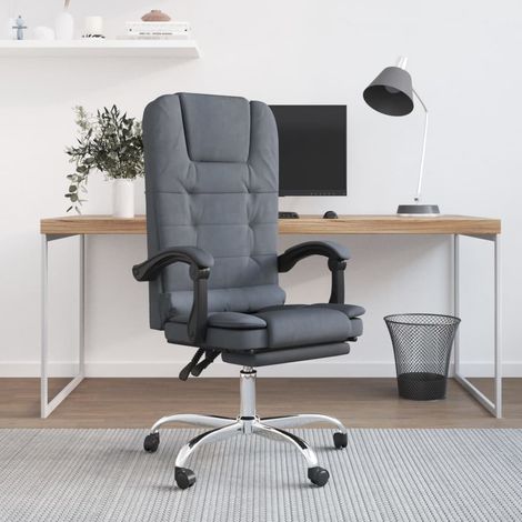 Fauteuil Relax inclinable Fauteuil de massage - Fauteuil de bureau Gris foncé Velours BV349621 - BonneVie (1/5)