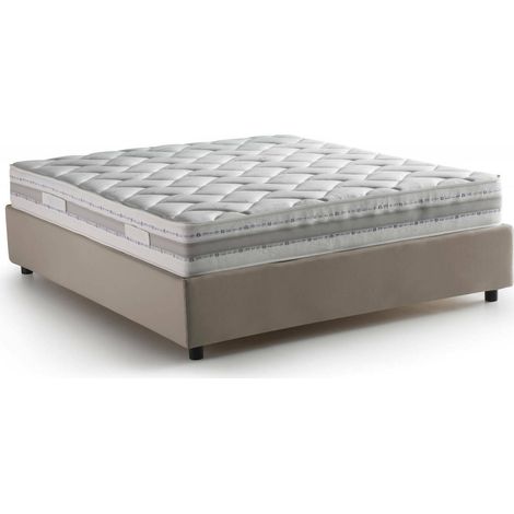 Talamo Italia - Letto matrimoniale Alessander, Letto contenitore con rivestimento in tessuto, 100% Made in Italy, Apertura frontale, con materasso Cm 160x200 incluso, Tortora