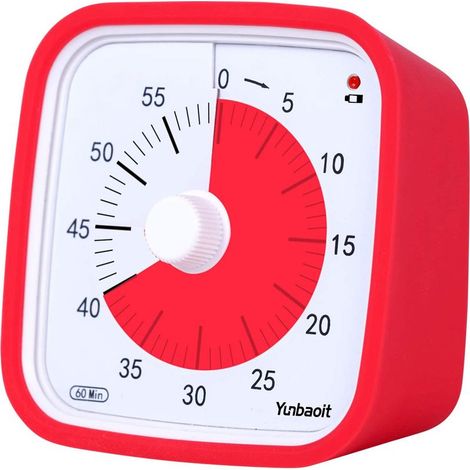 Minuteur Cuisine - Minuteur Visuel Compte à Rebours - Silencieux Quartz - Pour Études Cuisine Méditation - 60 Minutes - Rouge (1/5)