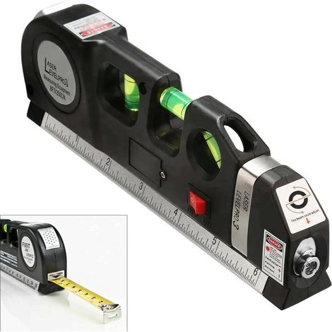 8 Fuß integrierte Multifunktions-Laser-Wasserwaage – Lineal, Laser-Wasserwaage – Laserstrahllinie für Bilderrahmen, Bilderaufhängung, TV-Ständer, Tischler-Türrahmen, Ziegel,