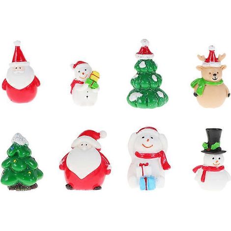 Lot de 8 décorations de Noël en résine, motif bonhomme de neige et Père Noël, mini-ornements artisanaux pour jardin ou cour, décoration en résine, cadeau fait main, accessoires pour la maison et le mi
