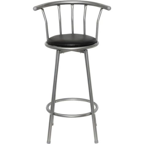 Chaise de bar simili cuir noir et métal gris Luis - Lot de 2 (1/4)