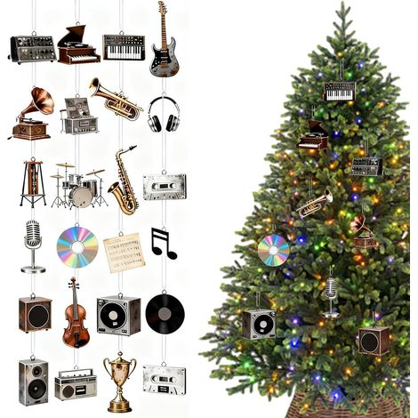 Calendrier de l'Avent 2025 pour les mélomanes – Décoration acrylique 2D, 24 jours, ornement de compte à rebours avec éléments musicaux, pour la maison, le sapin de Noël, le mur, la fenêtre, pour les a (1/5)