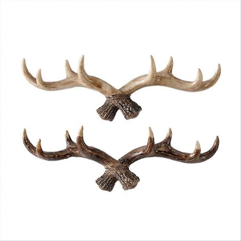 Crochet mural en résine imitation bois de cerf, support vintage pour clés, fixation murale robuste, décoration rétro, accroche-porte-clés pratique, design naturel, 1 pièce (1/5)