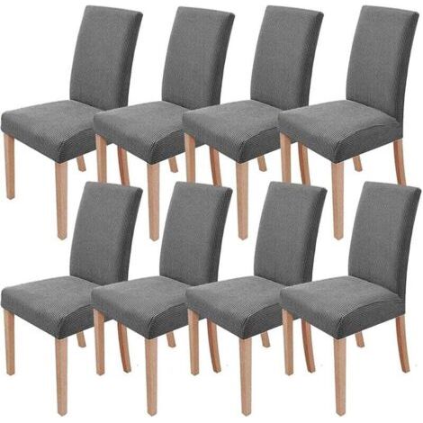 BUNTHAUS Stretch-Stuhlhussen-Set, 8-teilig, abnehmbar und waschbar, für moderne Esszimmer, elastische Stuhlschoner, Dekoration für Büros, Bankette, Hochzeitsfeiern (Hellgrau)
