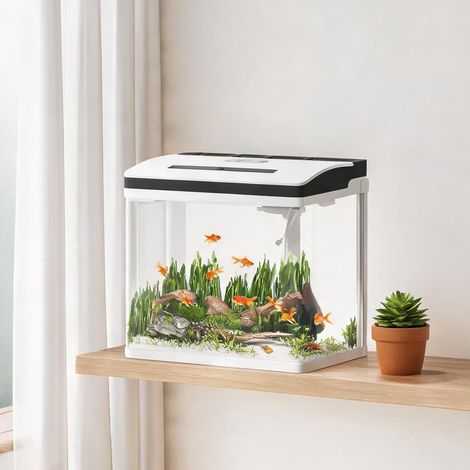 Aquarium en verre 28 L avec pompe filtration et LED 38 x 26 x (1/5)