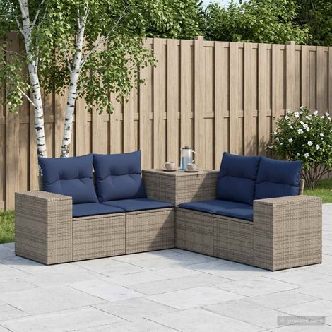 vidaXL Set di divani 5 pz Grigio e Blu Navy 200 x 200 x 85 cm (1/5)