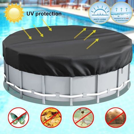 Bâche Couverture Piscine Ronde - 310 Cm - Pour Piscine Autoportante - Noir - Avec Sac De Rangement Chevilles Et Corde (1/5)