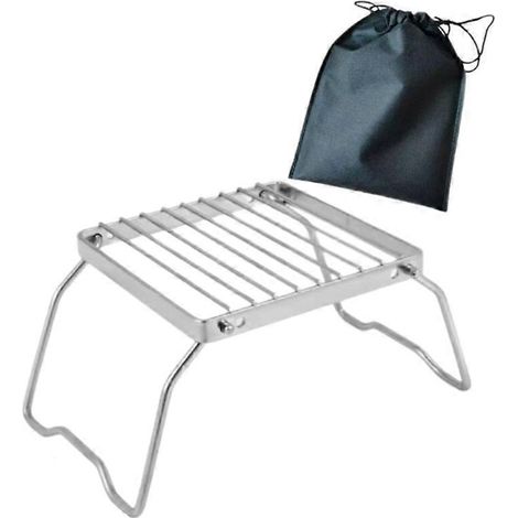 Ensemble réchaud de camping portable - Mini barbecue pliable en acier inoxydable, manique, pour les aventures en plein air (1/5)