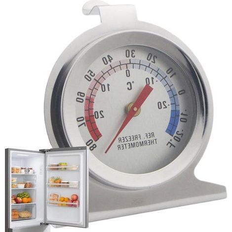 Thermomètre pour réfrigérateur et congélateur – De -20 à 90 °C – Cadran facile à lire – Modèle sur pied en acier inoxydable – 1 pièce (1/5)