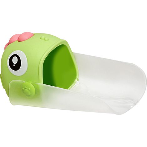 Kinder-Wasserhahnverlängerung, sicherer und lustiger Dinosaurier-Form-Auslauf für Waschbecken und Badewanne, 13,5 cm, Grün (1/5)