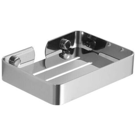 Porte-savon auto-adhésif, sans perçage, panier à savon en acier inoxydable (antirouille), organisateur de douche pour salle de bain, porte-éponge de cuisine (petit format argenté)