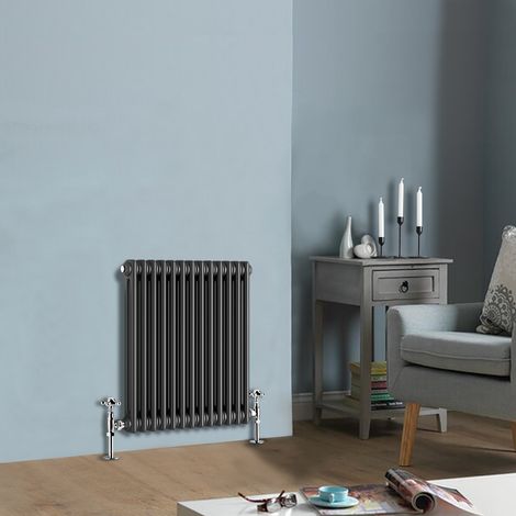 Traditional 2 Column Horizontal Central Heating Cast Iron Style Rads Anthracite 600 x 605mm (1/4)
