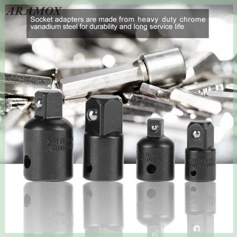 Adaptateur de douille de CVR 4Pcs Noir Réducteurs d'adaptateur de douille en acier au outillage manchon Noir (1/4)