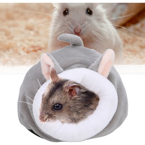 Beyamis Mini nid douillet en coton chaud pour hamster ou petit écureuil, jouet pour cage (gris) (1/5)