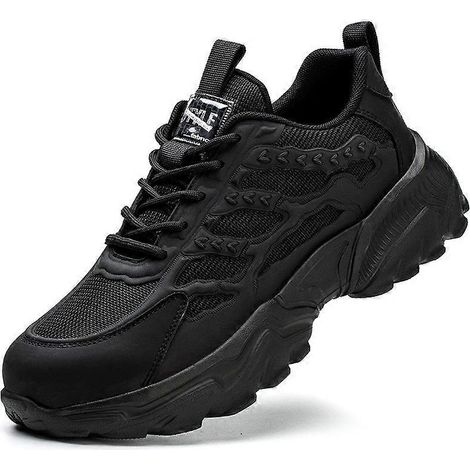 Chaussures de sécurité blanches pour hommes, bottes de travail à embout d'acier, chaussures anti-écrasement, anti-perforation, indestructibles, chaussures de sport noires (1/5)