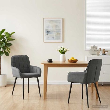 vidaXL Sillas de comedor 2 uds. Terciopelo Gris oscuro (1/4)