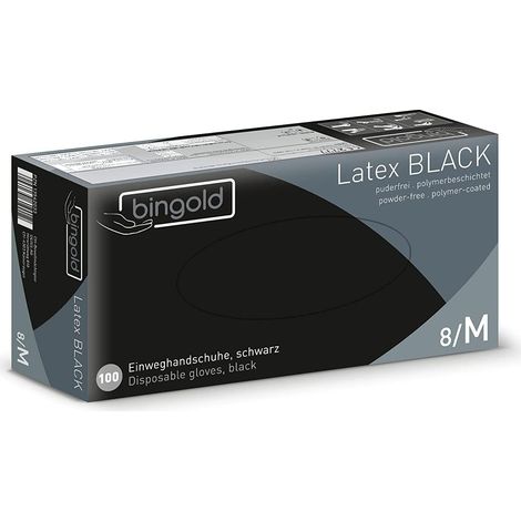Gants Latex BLACK jetables non poudrés, taille M, boîte de 100 (1/5)
