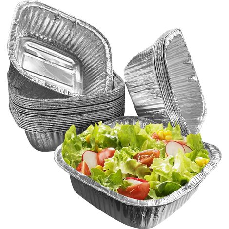 Paquete de 30 bandejas de aluminio de 1200 ml (17 × 17 × 5,2 cm), resistentes al calor, ideales para asar a la parrilla, hornear, freír y recoger la grasa. Perfectas para barbacoas y para cocinar.
