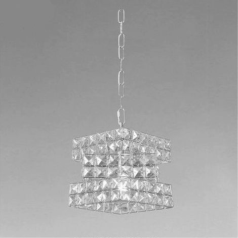 Trade Shop - Hängeleuchter Würfel geflochten mit Kristallen Lampe Licht E27 Silber 32408 - (1/5)