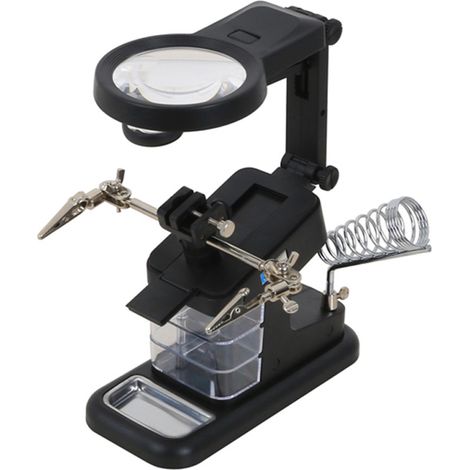 Loupe de Table Support avec LED Loupe sur Pied 3X 4.5X Troisième Main au Soudage Support Auxiliaire avec Clip pour Ingénieur Électronique Cosmétologie Médical Horloger Montre Réparation (1/3)