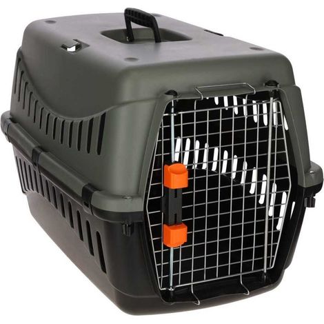 Caisse de transport pour chat et chien – 58 × 38 × 38 cm – 100 % plastique recyclé – Conforme normes IATA – Gamelle d'eau incluse – Kerbl