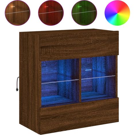 Maison Exclusive - TV-Wandschrank mit LED-Leuchten Braun Eichen-O