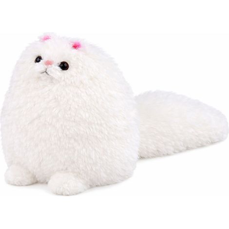 Peluche di un grande gatto con la coda lunga, bianco, 30 x 30 cm. (1/2)