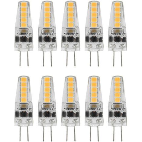 Confezione da 10 lampadine LED G4, 2W, 3000K, AC 12-24V, dimmerabili, per lampadari, plafoniere o lampade da tavolo, luce bianca calda - AquaForge (1/5)