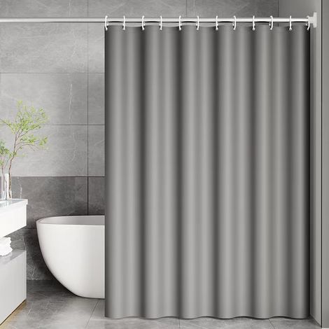 Shower Curtain,Anti Mold,Grey,Small,Polyester Fabric,Waterproof,Machine Washable Bath Curtains,80 x 180cm (1/4)